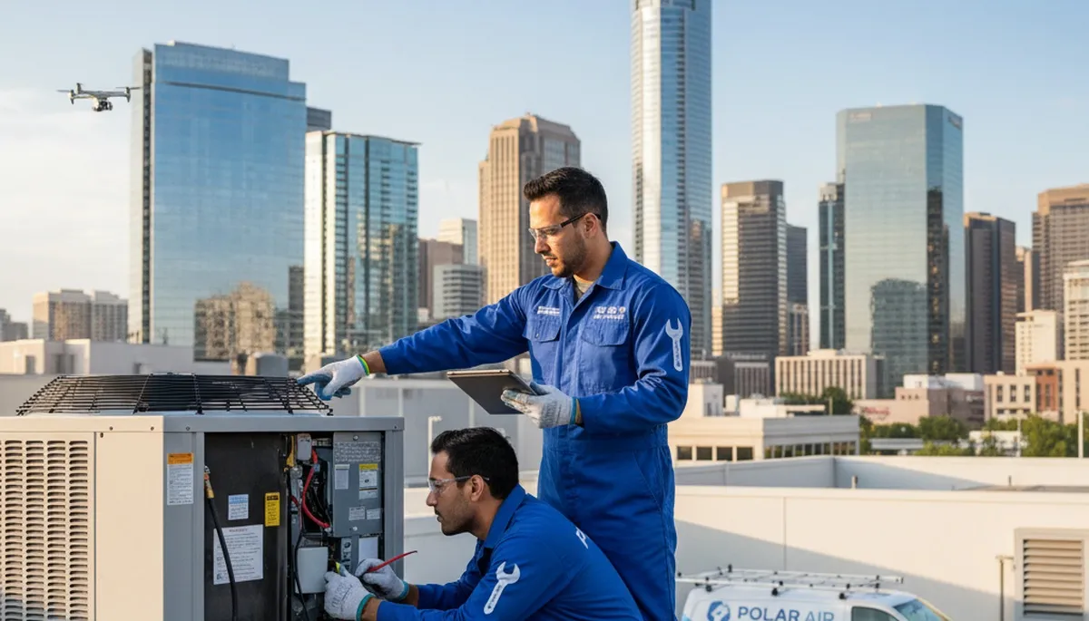 Technician performing AC repair in Chicago IL for residential cooling system maintenance